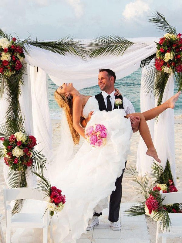 Wholesale A-Line/Princess Sweetheart Asymmetrical Sleeveless Organza Wedding Dresses